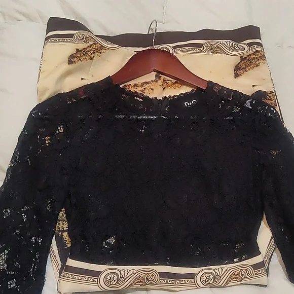 Dolce & Gabbana Italian Luxury Renaissance lace and satin dress sz 34 XS/ 0 - Picture 2 of 9